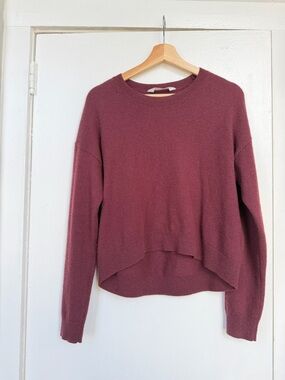 Everlane Cropped Cashmere Crewneck Sweater - Burgundy MED